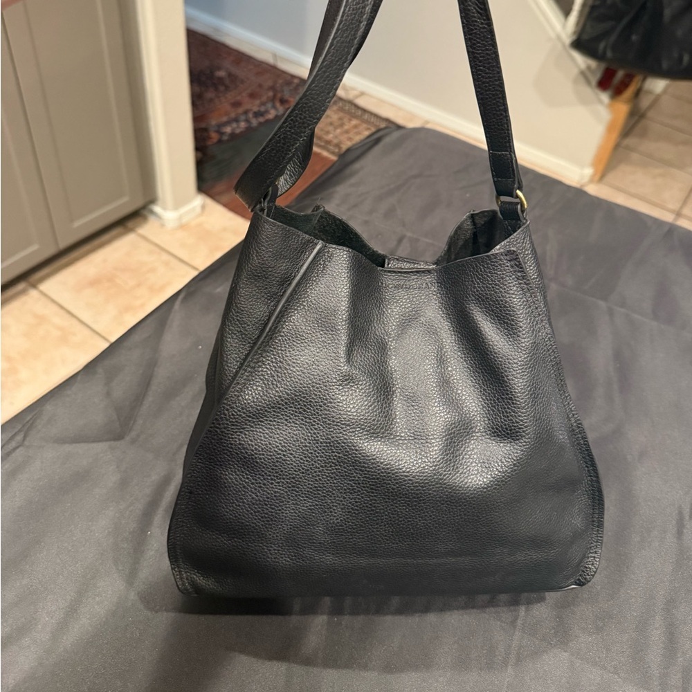 Lucky Brand Coran Pebbled Leather Satchel Crossbody Black - Picture 13 of 16